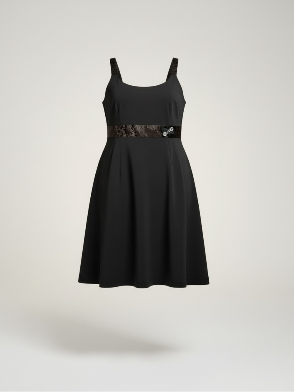 Old‎ Navy L black beaded sleeves empire waist A line skirt dress